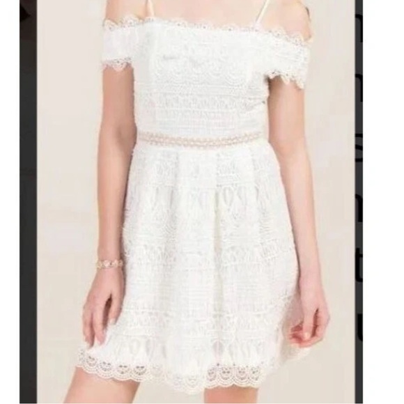 Francesca's Collections Dresses & Skirts - NWT Francescas Lace Off The Shoulder Fit And Flare White Dress Lined medium